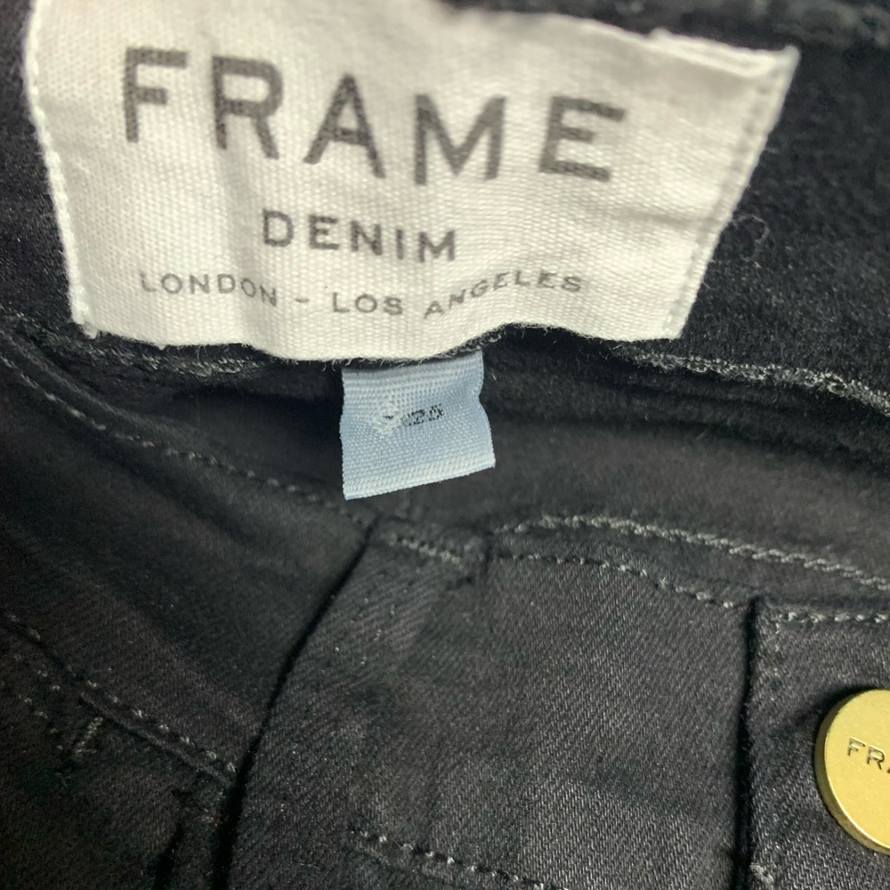 Frame Le Gaucho Black Cropped Wide-Leg Jeans Size 25 - Picture 3 of 5